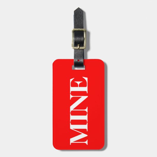 Witte MINE op Rood Bagagelabel (Voorkant verticaal)
