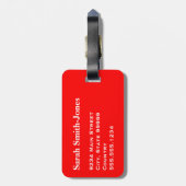 Witte MINE op Rood Bagagelabel (Achterkant verticaal)