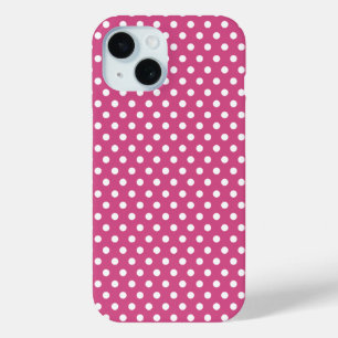 Witte Mini Polka Dots op Cranberry Roze iPhone 15 Case
