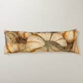 Witte mini-pompoen met Oranje en groene openingen Lichaamskussen (Achterkant)