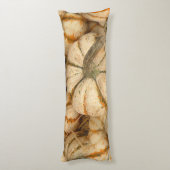 Witte mini-pompoen met Oranje en groene openingen Lichaamskussen (Achterkant (Verticaal))