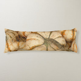 Witte mini-pompoen met Oranje en groene openingen Lichaamskussen