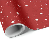 Witte Mini Star Sneeuw Kerstmis Rood Patroon Cadeaupapier (Rol Hoek)