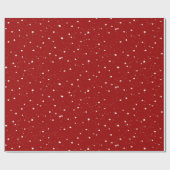 Witte Mini Star Sneeuw Kerstmis Rood Patroon Cadeaupapier (Vlak)