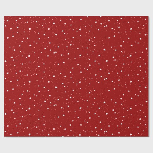 Witte Mini Star Sneeuw Kerstmis Rood Patroon Cadeaupapier (Vlak)