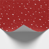 Witte Mini Star Sneeuw Kerstmis Rood Patroon Cadeaupapier (Hoek)