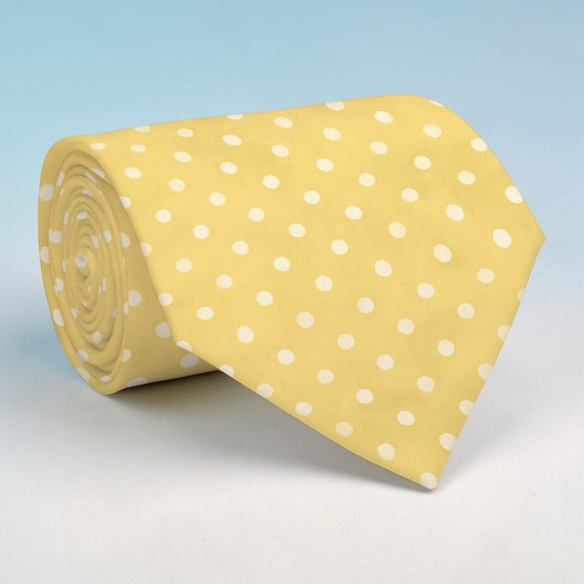 Witte Mini Stippen op Gele Kraag Stropdas