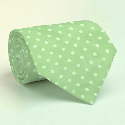 Witte Mini Stippen op Groene Stropdas