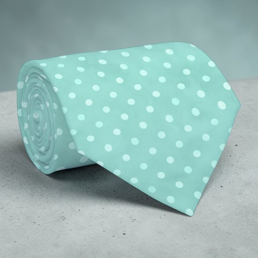 Witte Mini Stippen op Teal Knoopdas Stropdas