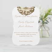 Witte minima met gouden zonnebloem geïnspireerd hu save the date (Staand voorkant)