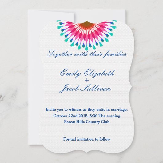 Witte minima met roze Lotus geïnspireerd huwelijk Save The Date (Voorkant)