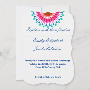 Witte minima met roze Lotus geïnspireerd huwelijk Save The Date