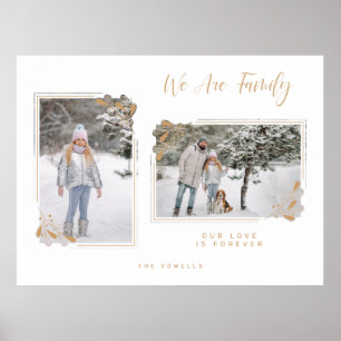 Witte Minimaal Familie 2 Foto's Fancy Gouden Takke Poster
