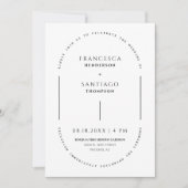 Witte Minimal Arch QR Code Trouwfoto Uitnodigen Kaart (Voorkant)