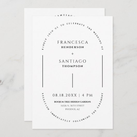 Witte Minimal Arch QR Code Trouwfoto Uitnodigen Kaart (Voorkant / Achterkant)