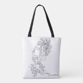 Witte minimale Abstracte bloemen Tote Bag (Achterkant)
