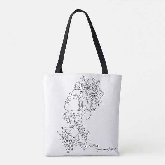 Witte minimale Abstracte bloemen Tote Bag (Achterkant)