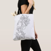 Witte minimale Abstracte bloemen Tote Bag (Dichtbij)