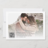 Witte Minimale Boog Foto Collage QR Code Trouwen Save The Date (Achterkant)