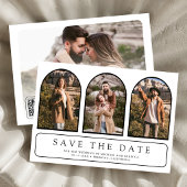 Witte Minimale Boog Foto Collage QR Code Trouwen Save The Date