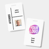 Witte minimale deelnemers evenement ID badge (Voor- en achterkant)