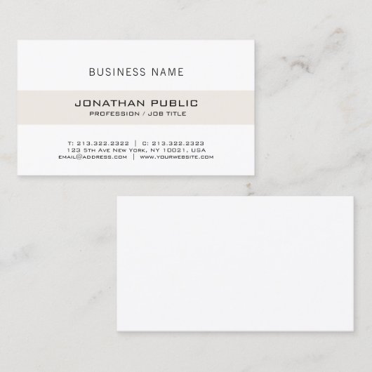 Witte, minimale elegante, eenvoudige ontwerprendy visitekaartje (Voorkant / Achterkant)