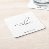 Witte Minimale Klassieke Chique Bruiloft Kartonnen Onderzetters (Schuin)