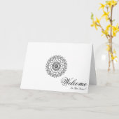 Witte Minimale Mandala Kunst Welkom Gewenst Kaart (Gele Bloem)