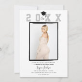 Witte Minimale Trendy Foto Afstudeerfeestje Kaart (Voorkant)