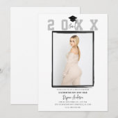 Witte Minimale Trendy Foto Afstudeerfeestje Kaart (Voorkant / Achterkant)