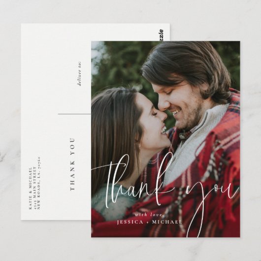 Witte Minimale Typografie Dank u Kaarten (Voorkant / Achterkant)