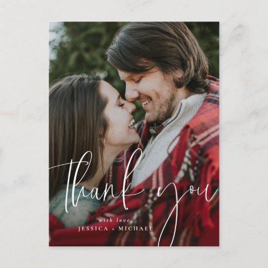 Witte Minimale Typografie Dank u Kaarten (Voorkant)