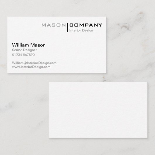 Witte, minimale zakelijke Visitekaartje (Voorkant / Achterkant)