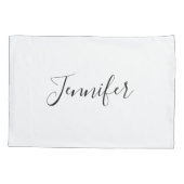 Witte Minimale zwarte handgeschreven scriptnaam Kussensloop (Achterkant)