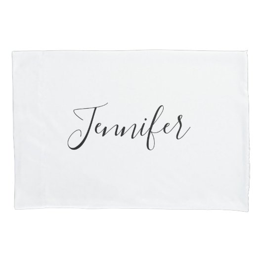 Witte Minimale zwarte handgeschreven scriptnaam Kussensloop (Voorkant)