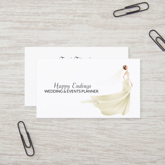 Witte minimalist voor huwelijkscoördinator visitekaartje (Voorkant / Achterkant in situ)