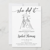 Witte minimalistische Afstuderen foto uitnodiging (Voorkant)