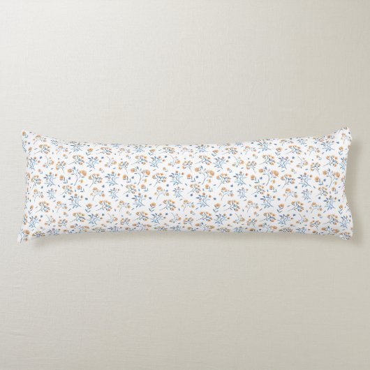 Witte minimalistische Boho Wildflower Pattern Lichaamskussen (Voorkant)