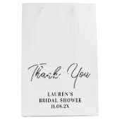 Witte Minimalistische Bruidsdouche Bedankt Medium Cadeauzakje (Voorkant)