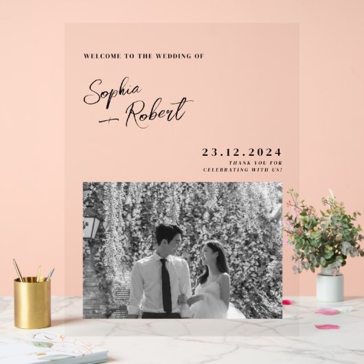 Witte minimalistische bruiloft welkom acryl bord (Huwelijk)