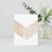 Witte minimalistische chevron met hout briefkaart (Staand voorkant)