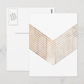 Witte minimalistische chevron met hout briefkaart (Voorkant / Achterkant)