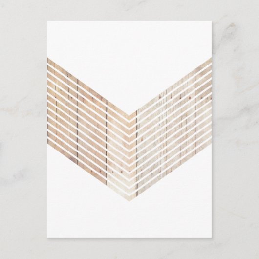 Witte minimalistische chevron met hout briefkaart (Voorkant)