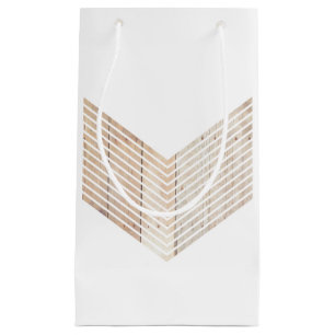 Witte minimalistische chevron met hout klein cadeauzakje