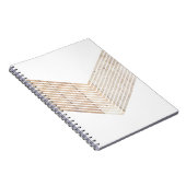Witte minimalistische chevron met hout notitieboek (Rechterzijde)