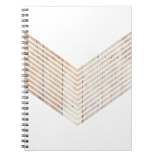 Witte minimalistische chevron met hout notitieboek