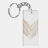 Witte minimalistische chevron met hout sleutelhanger (Voorkant Links)