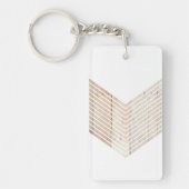 Witte minimalistische chevron met hout sleutelhanger (Voorkant)
