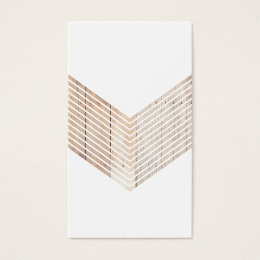 Witte minimalistische chevron met hout visitekaartje (Voorkant)