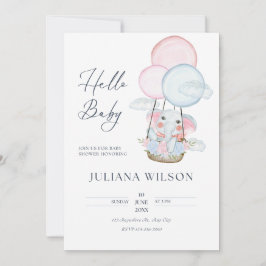 Witte Minimalistische Dieren Baby Shower Uitnodigi Kaart